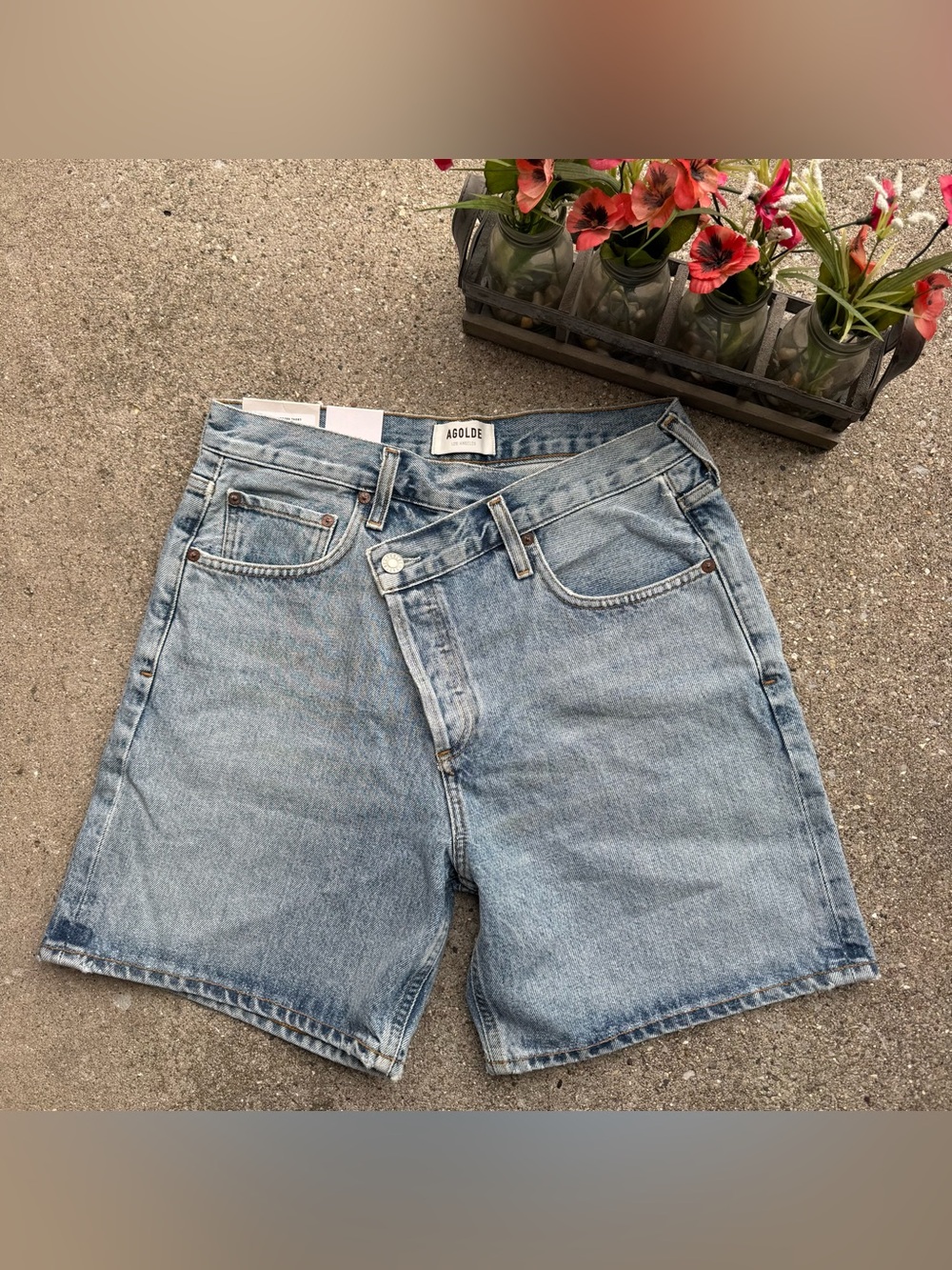 NWT Agolde Jean Shorts Size 27 - High Rise Criss Cross Waistband